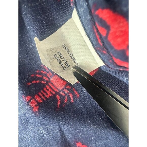 J Crew Men's Small Navy Red Lobster Short Sleeve Button Down Top Nautical - Picture 5 of 5